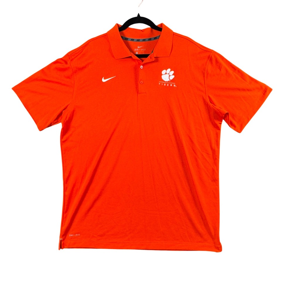 Nike Clemson Tigers Dri-Fit Polo Shirt Mens‎ XL Orange Athletic Golf Fanwear